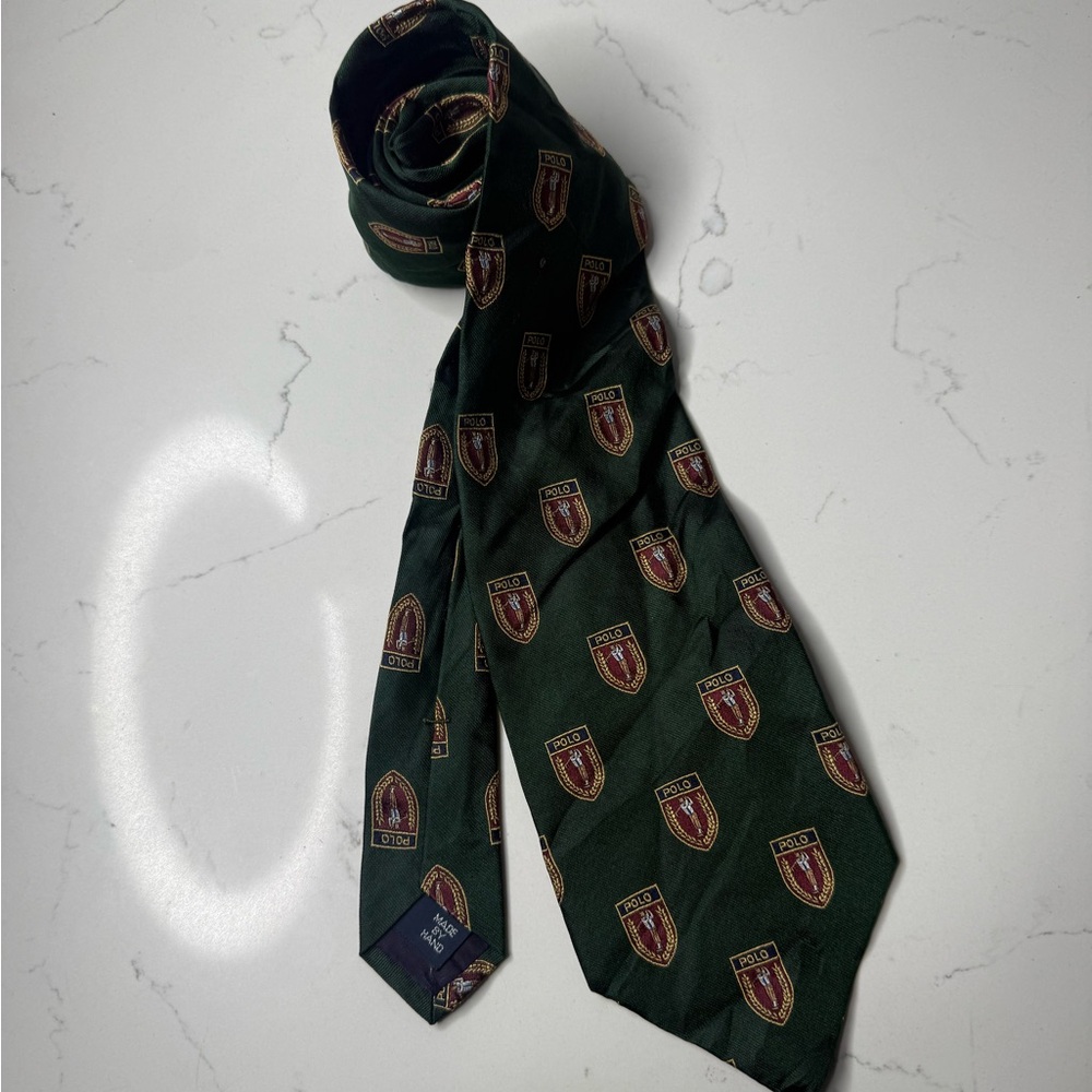 Polo by Ralph Lauren Dark Green Shield Pattern Tie